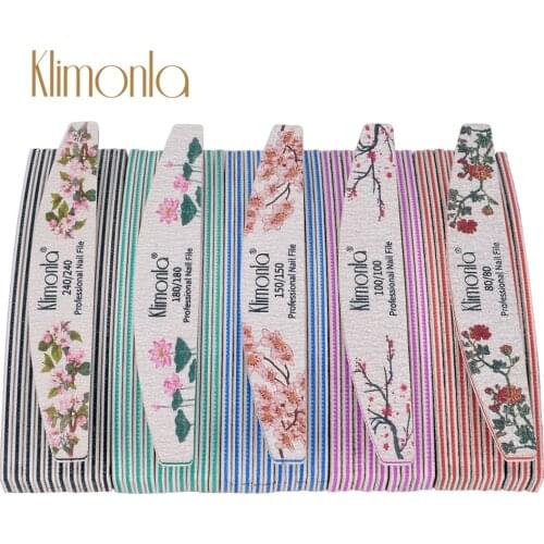 50Pcs/Lot Design Various Flower Nail File 80/100/150/180/240 Grit Gray Sandpaper Gel Nail Care Buffing Double Side Manicure Tool