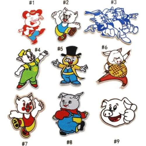 50pcs/lot Embroidery Patch Cartoon Piggy Animal Clothing Decoration Sewing Accessories Craft Diy Applique