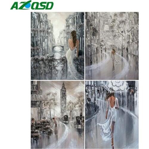 AZQSD Paint By Number Girl Drawing On Canvas Oil Painting Gift Coloring By Numbers Figure Kits Handpainted Modern Wall Arts