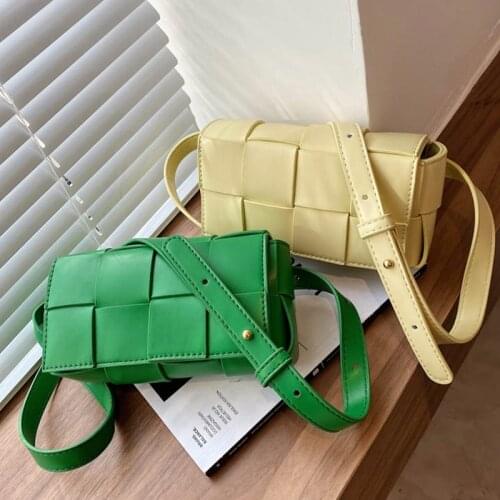 Branded SummerMini Weave Designer PU Leather Crossbody Bag 2021 Womens Handbags and Purses Trend Shoulder Cross Body Bag