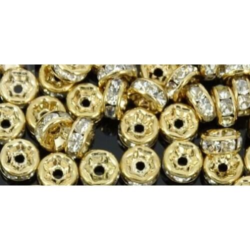 6mm 8mm 10mm 12mm 100pcs/lot white Clear glass Spacer Beads round Metal silver Plated bracelet Charms making x5365