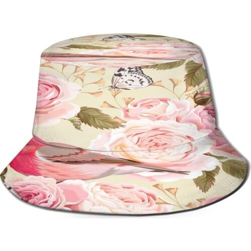 CINESSD New Fashion Bucket Hats Fisherman Caps For Women Men Gorras Summer Roses Birds Butterflies