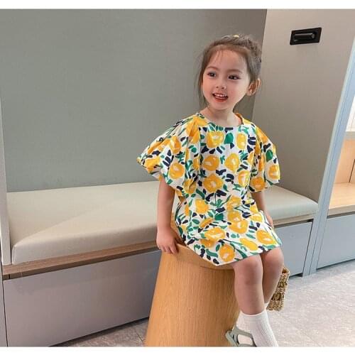 Childrens Big Flower Dress Summer Girl Pastoral Style Skirt Childrens Skirt Childrens Wear