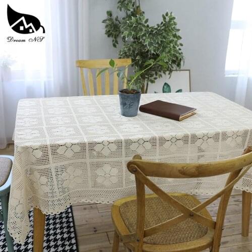 Dream NS Pastora Table Cloth Home Rectangle Cotton Manual Crochet Hollow Weaving Table Cloth Piano Towel Shooting Props