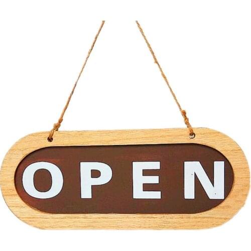 Double Sides Hanging Sign Indoor Business Notice Bar Open Closed Art Wall Home Wood Decoration Modern Store Club