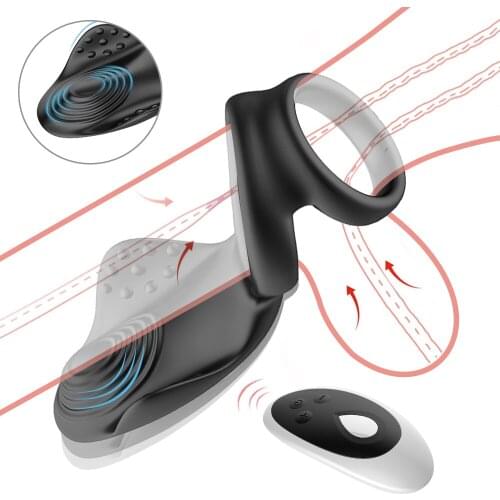 10 Modes Vibrating Penis Massager Ring Dildo Sex Toys for Men Scrotum Massager Male Chastity Cage Testicle Bondage Vibrators