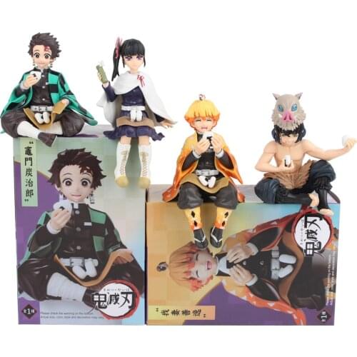 Premium Chokonose Figure Anime Demon Slayer Kamado Tanjirou Agatsuma Zenitsu Eat Rice Balls PVC Action Figure