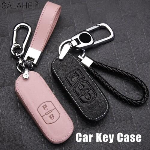 Leather Keychain Car Remote Key Case Cover For Mazda 2 3 6 Axela Atenza CX-5 CX5 CX-7 CX-9 2014 2015 2016 For Car Accessories