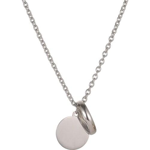 Round Circle Pendant Necklaces Trendy O-chain Party Long Women Stainless Steel Jewelry Hip Hop Valentine