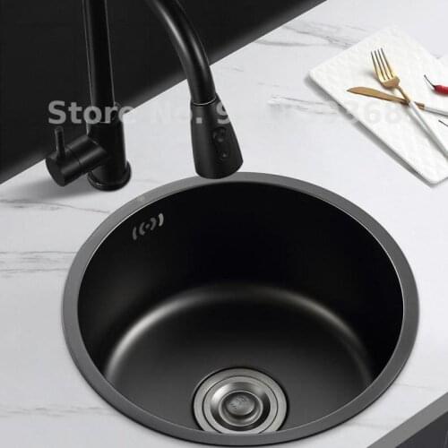 Round Sink Single Tank 304 Stainless Steel Bar Counter Small Mini Sink Kitchen Sink Sink Small Sink