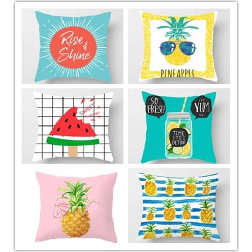 Cute cartoon Cushion Cover Velvet Pillow child Case For Sofa Office Car Home Pillowcase lattice watermelon