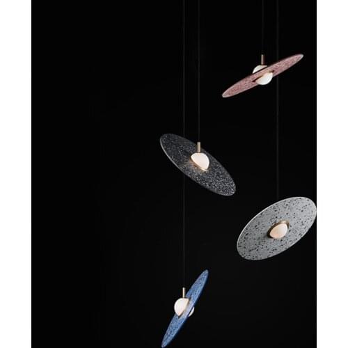 Nordic Creative Stone Round Chandelier Pendant Lamp Living Room UFO Art Lighting Fixture LED Suspension PA0554