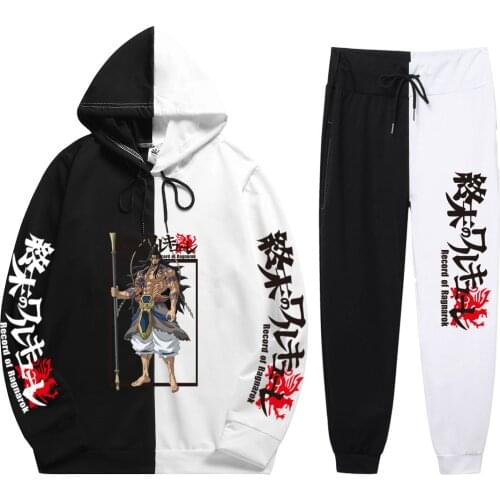 2021 Japan anime Record of Ragnarok autumn new national tide fashion leisure student style splicing Mens Hoodies sports suit