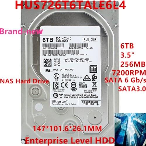 New Original HDD For WD 6TB 3.5" SATA 6 Gb/s 256MB 7200RPM For Internal Hard Disk For Enterprise Level HDD For HUS726T6TALE6L4