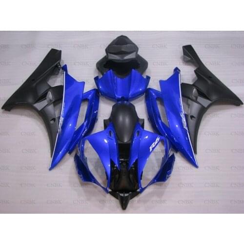 For YZF600 R6 2006 - 2007 Abs Fairing YZFR6 06 Blue Black Plastic Fairings YZF600 R6 06 Body Kits Unpainted