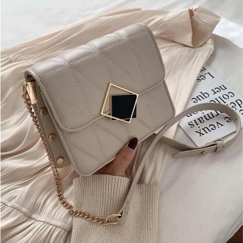 Solid Color Chain Leather Shoulder Bags for Women 2021 New Womens Crossbody Bag Special Lock Design Female Handbags Sac A Main