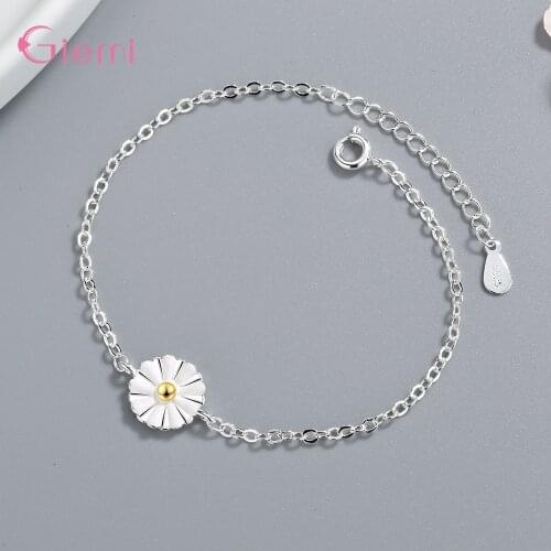 Wholesale Latest Genuine 925 Sterling Silver Bracelet With Bright Flower Shape Pendant New Fashion Women Jewelry For Dance Party