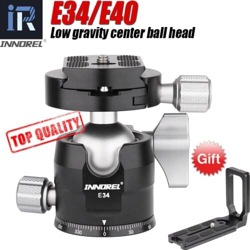 INNOREL E34/E40 Low Profile Tripod Ball Head Panoramic CNC Camera Tripod Ballhead with 1/4" Arca Swiss L Quick Release Plate