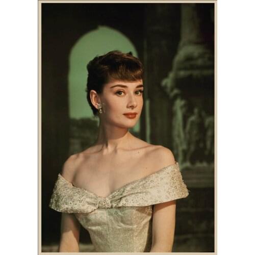 Audrey Hepburn movie Retro Poster Wall Art Kraft Paper Poster Clear Vintage Picture Bar Cafe Home Room Decoration Wall Stickers