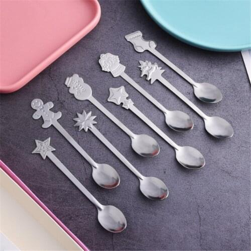 Stainless Christmas Spoon Navidad Coffee Spoon Tableware Christmas Ornaments Crafts Christmas Decorations for Home New Yaer