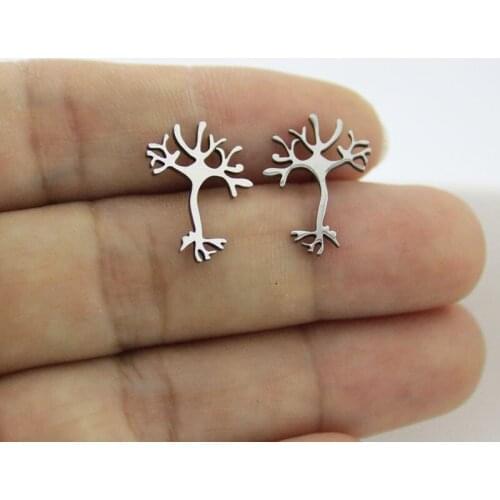 Everfast 1Pair Cute Brain Neuron Earrings Big Tree Root Biology Earrings Studs 4 Color For Women Girls Black Friday Gift