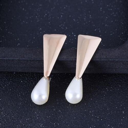 2 Pairs Korean Style All-match Faux Pearl Triangle Earrings Jewelry Accessory Women Elegant Simple Earrings Girls Earring Decor