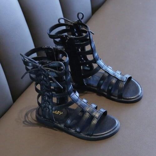 Toddler Infant Chic Shoe Kids Baby Girls Summer Roman Princess Hollow Out Shoes Open Toe Zip Boot Sandals Beach Vacation Shoe