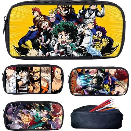 Supplies School Bags for Teenage Girls Anime Storage Pouch Printed 3D Anime My Hero Academia Stationery Pencil Case Makeup Box