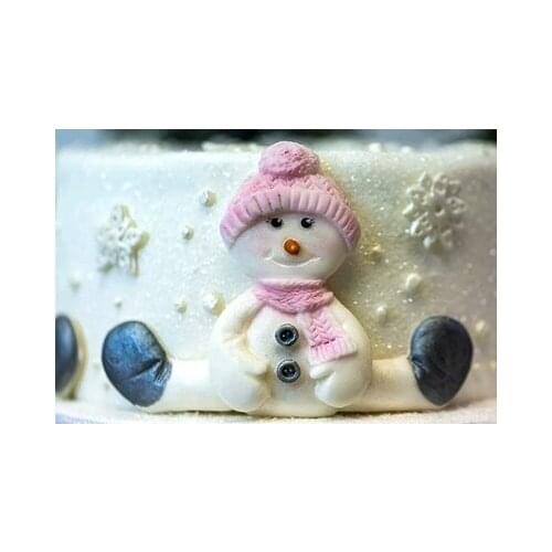 Snowman Fondant Molds Christmas Fondant Cake Mold Penguin Snowflake Silicone Mould Resin Clay Moulds Chocolate Mold Fondant Cake