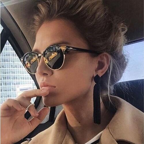 Retro Classic Round Sunglasses Men Women Brand Designer Half Frame Sun Glasses Vintage Oculos De Sol UV400 gafas