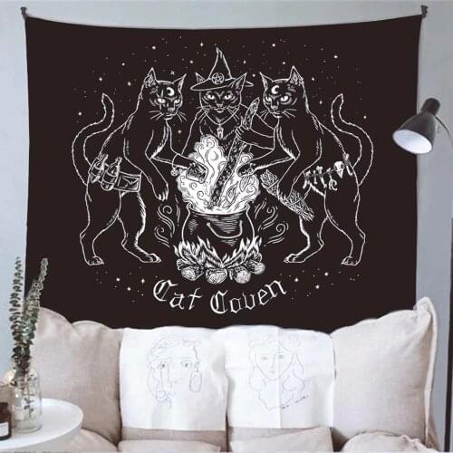 Cat Mysterious Tapestry Wall Hanging Bohemian Hippie TAPIZ Witchcraft Bedspread Divination Home Decor