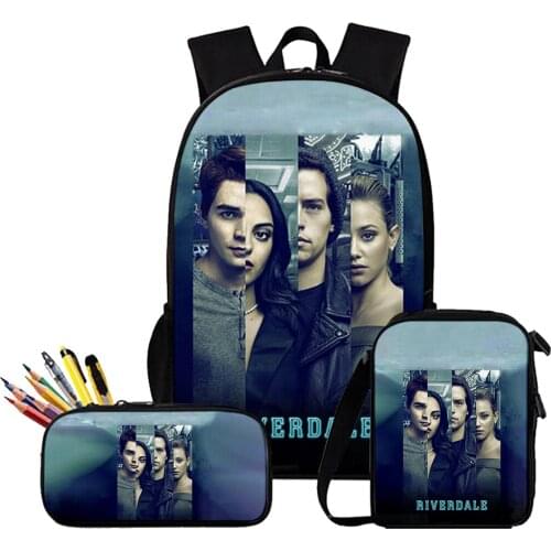 TV Riverdale Season 5 Teenager Boys Girls 3pcs/Set Backpack Schoolbag Women Men 3D Fashion Oxford Waterproof Bicycle Backpack