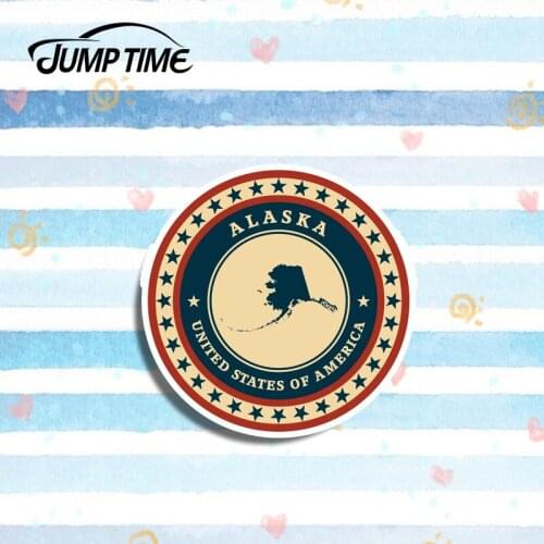Jump Time 13cm x 13cm Alaska USA Vinyl Sticker iPad Laptop Car Travel Luggage Tag Decal Decor Window Bumper Waterproof