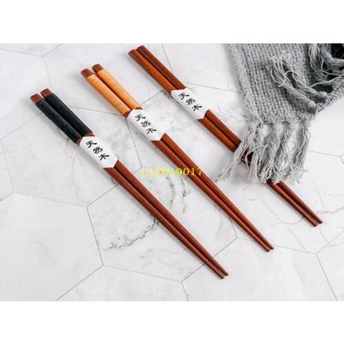 High grade reusable wooden chopsticks with Anti-skid anti-off line Japanese korean chopsticks cassia siamea lam chinese handmade