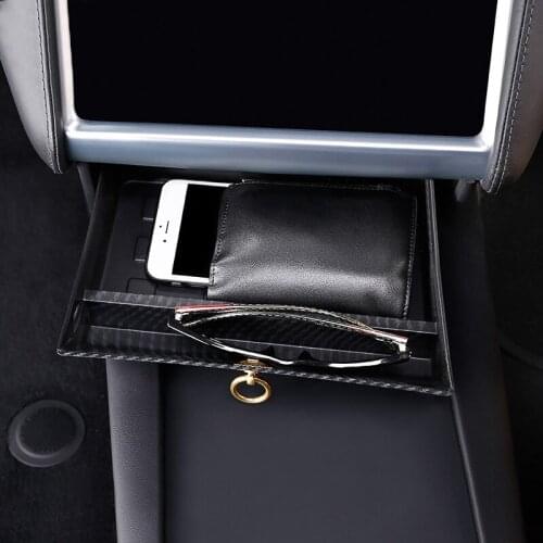 Black Car Center Console Storage Box For Tesla Model X/S 2012-2019 Drawer Tray Cubby For Tesla Storage Box