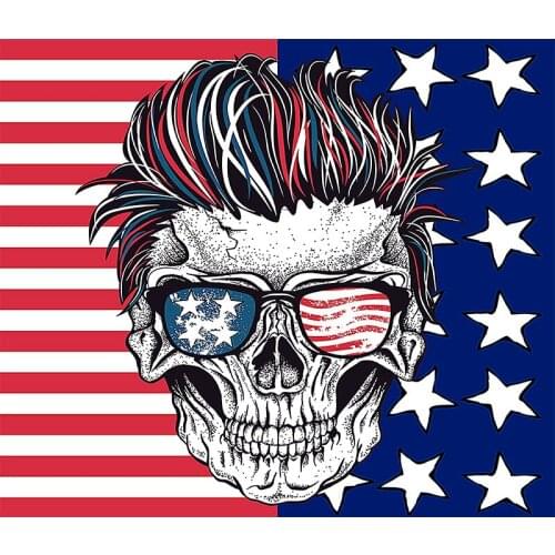 Yehoy hanging 90*150cm Human with Sunglasses America Skull bone Flag For Decoration