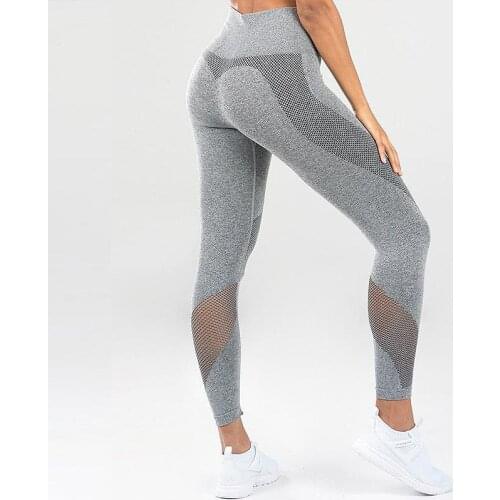 Women Yoga Pants Sport Leggings Mesh Patchwork Breathable Fitness Tights High Waist Sexy Hips Running Trouser Gym Workout Capris