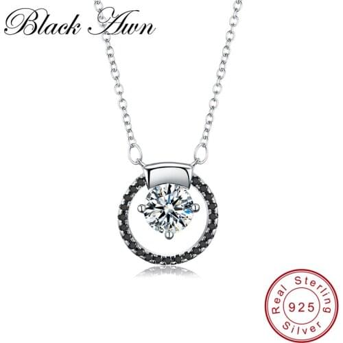 [BLACK AWN] Classic 925 Sterling Silver Round Necklace for Women Fine Silver 925 Jewelry P167