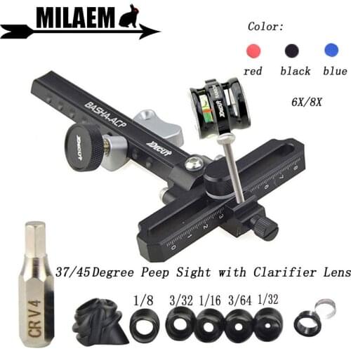 1Set Archery Compound Bow Sight Visor View With 6X/8X Lens 37/45 Degree Peep Sight Hunting Shooting Bow And Arrow Accessories