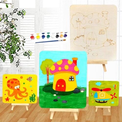 1Set Drawing Board DIY Wooden Toy For Children Painting Pad Kindergarten Educational Handmade Game Arts Craft Kids Gift