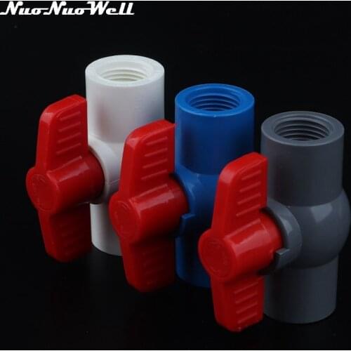 1pc PVC Female 3/4" Thread Ball Valve Aquarium Switch for Fish Tank Flow Connector 25mm Water Pipe Valve Garden Irrigation Parts