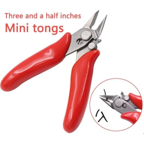 170 Red Rubber Handle Stainless Steel Diagonal Plier 3.5 Inch Mini Electronic Pliers with Lock DIY Wire Cutting Tool