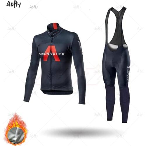 2020 INEOS Grenadier Pro Team Mens Cycling Jersey Winter Thermal Fleece Cycling Clothes Long Sleeve Suit Bike MTB Bib Pants Set