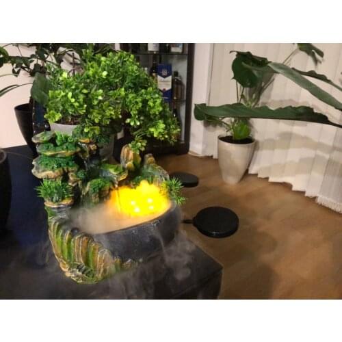 220V Home Ornament table Water Fountain Feng Shui Decoration Ornament Artificial Aromatherapy Indoor Air Humidifier Home Decor