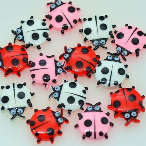 30PCS 19mm Flat back Pad Printing Ladybugs-DIY Scrapbooking Miniatures-Hair Pin Decoration Parts