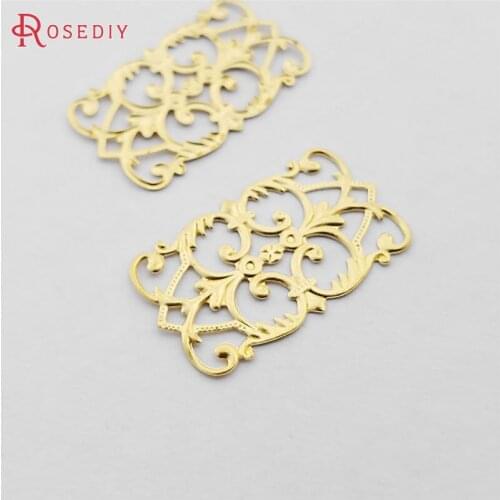 30331)50PCS 25x15MM Not plated color Brass Decorative Spacer Diy Jewelry Findings Accessories Wholesale