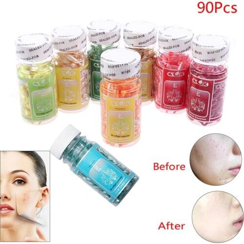 90Pcs Aloe Vera Vitamin E Serum Face Care Capsule Cream Repair Ance Scar Anti Aging Moisturizing Whitening Brightening Skin Care