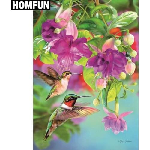 HOMFUN Full Square/Round Drill 5D DIY Diamond Painting "Hummingbird" Embroidery Cross Stitch 5D Home Decor Gift A04007