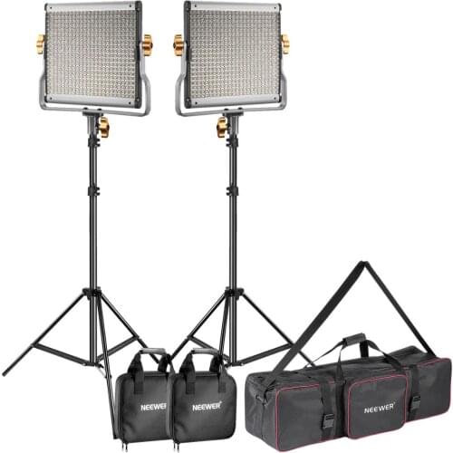 Neewer 2-Pack Dimmable Bi-color 480 LED Video Light and Stand Lighting Kit with Large Carrying Bag for Photo Studio Photography