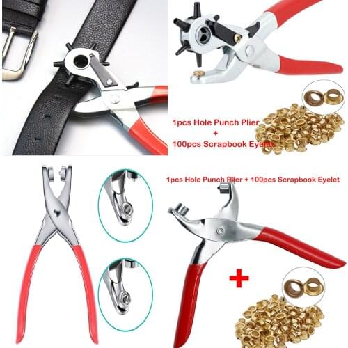 Leather Belt Hole Puncher Eyelet Hole Puncher Revolve Sewing Machine Bag Setter Tool Watchband Strap Household leathercraft